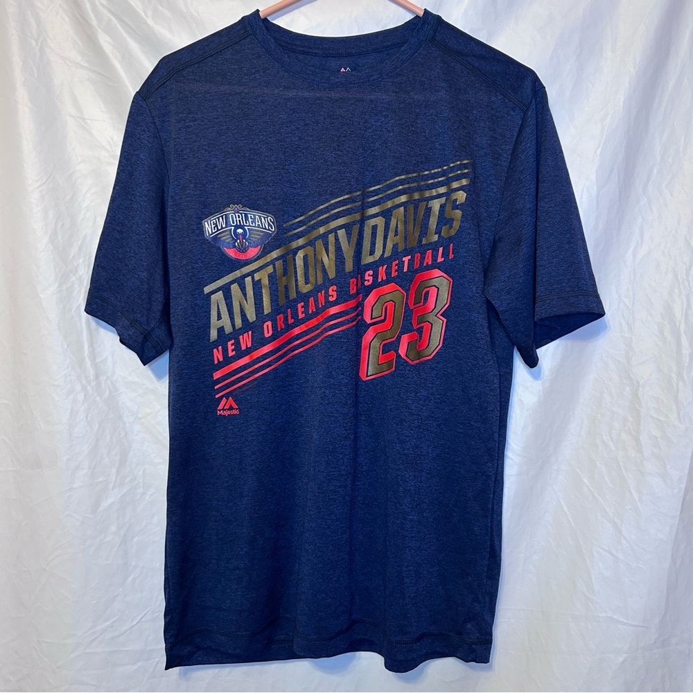 New Orleans Pelicans Anthony Davis Short Sleeve Blue Tee Mens Medium